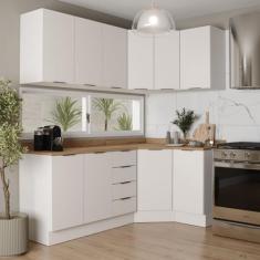 Cozinha Modulada 6 Peças com Tampo 3 Aéreos 6 Portas e 3 Balcões Ipane