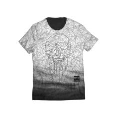 Camiseta Caveira Linhas Desenho de Rua Preta-Masculino