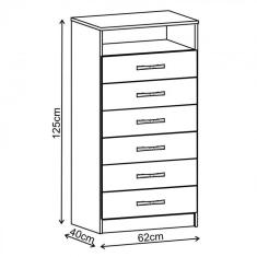 Cômoda Rack 6 Gavetas 1 Nicho Maxi Evidência Móveis Rosa/branco