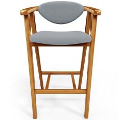 Banqueta Alta Para Cozinha Bancada Bar Sala De Jantar Fixa Cecília L02 Bouclê Cinza