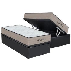 Cama Box Baú Solteiro: Colchão Espuma D45 Orthoflex Genova + Base CRC 