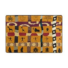 ALAZA Tapete Africano Tribal Listrado 1,2 x 1,8 m, sala de estar, quarto, cozinha, tapete impresso em espuma leve