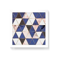 Arte Maníacos Quadro Decorativo Triangulos Mármore Azul - 50x50cm (Moldura em laca branca)