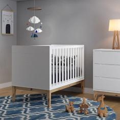 Berço Mini Cama Retrô Amor Perfeito Divicar Móveis Branco/Marroml