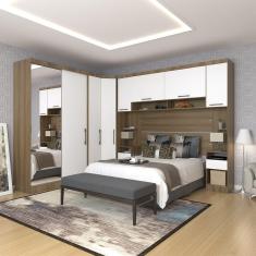 Quarto de Canto Casal com Guarda Roupas com Espelho e Mesas de Cabeceira Paris Luciane Móveis