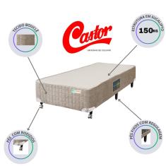 Base Box Castor Premium Bege Solteiro 78x188x40 - (cama com Largura menor ideal para quartos pequenos)