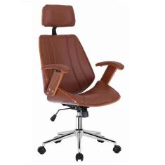 Cadeira Office Kopenhagen Presidente, Est. Madeira, B. Cromada, Estofada C/ Revest. PU