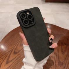 Capa de couro macio fosco para iPhone 15 14 13 12 11 Pro Max Plus Capas protetoras de câmera Capa à prova de choque Acessórios de telefone, preto, para iPhone 11 ProMax