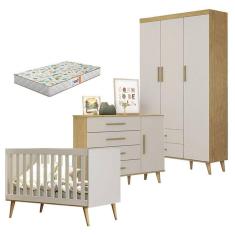 Quarto de Bebê Ludmila Off White Bétula com Colchão Gazin - Carolina Baby