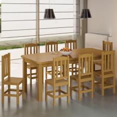 Mesa Com 8 Cadeiras Madeira Maciça 200cm Marrom Stone Shop Jm