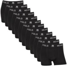 Kit 12 Cueca Boxer Masculino Polo Wear Microfibra Confortavel, Preto, 