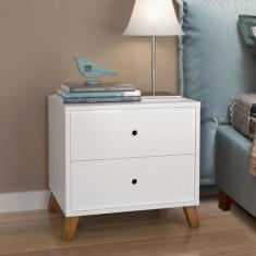 Mesa de cabeceira 2 gavetas  branco - Casa Moderna Movelaria