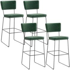 Kit 4 Banquetas Altas Cozinha Sala Jantar Base Em Aço Fixa Allana L02 