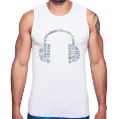 Regata Headphone Palavras - Foca na Moda, Branco, P