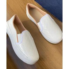 Tênis slip on feminino quadradinho casual sapatilha calce fácil confor