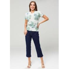 Calça Capri Pau a Pique Básica Jeans Escuro, Azul jeans, 40