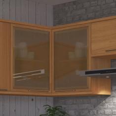 Armário Aéreo de Canto para Cozinha 2 Portas com Vidro Madri Indekes