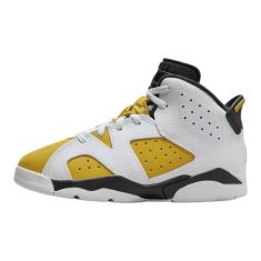 Nike Jordan 6 Retro (Ps) Tênis masculino, Branco puro/amarelo ocre/preto, 15