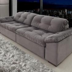 Sofá Retrátil e Reclinável 2 Lugares 260 Cm Pérola Veludo - Denken