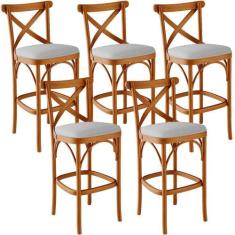 Kit 05 Banquetas Altas Cozinha Bancada Bar Sala De Jantar Estofada ávi