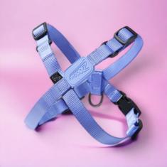 Peitoral Ajustável em X e Guia para Cães Violeta - G