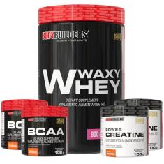 Kit Waxy Whey Morango 900g + 2x BCAA 100g + 2x Power Creatina 100g - Bodybuilders