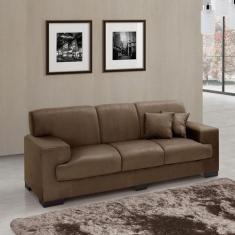 Sofá 3 Lugares Manuela Suede Marrom - Império Estofados
