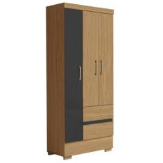 Guarda Roupas Solteiro 3 Portas 2 Gavetas Coimbra Atacama/Grafite Aramóveis