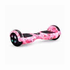 Hoverboard Skate Elétrico 6.5" com Bolsa Led Bluetooth Rosa Camuflado Brinovar