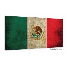 Quadro Decorativo Bandeira México Vintage Mosaico 120x60 3 p