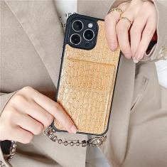 Couro luxuoso slot para cartão crossbody colar cordão capa macia para iphone 14 13 12 11 pro max xs xr 8 7 plus capa se3, marrom, para 7 plus, 8 plus