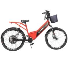 Bicicleta Elétrica Com Bateria De Lítio 48V 13Ah Confort Full Vermelha