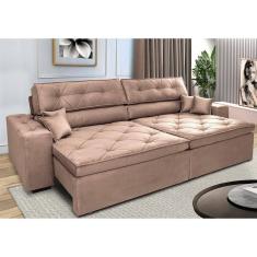 Sofá Retrátil e Reclinável 2,32m Cama inBox Estilo. Suede
