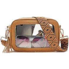 LOXOMU Bolsa transversal transparente aprovada para estádio - Bolsa feminina transparente à prova d'água com alça de guitarra ajustável