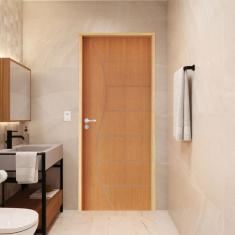 Porta Lisa Padrão Imbuia Belíssima 12 Batente Ecológico 09 Fechadura Stilo Wc 62 X 2,10 D Natural