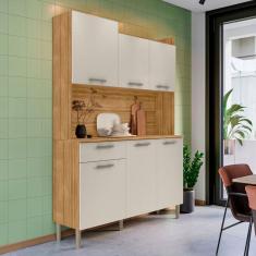 Armário de Cozinha Genova 6 Portas 1 Gaveta Freijó/Soft - Kits Paraná