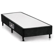 Cama Box Base Solteiro Lux Chenille Black (88x188x23) - Castor
