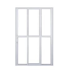 Porta de Alumínio Sacada 3 Folhas Branca Linha 25 Com Fechadura - DC, 