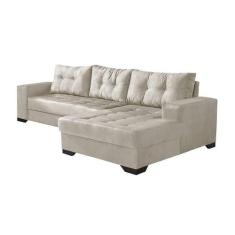 Sofá 5 Lugares Dijon com Chaise Direito Suede Areia - Mobly