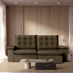 Sofá Retratil Reclinavel 290cm Luxor Veludo Marrom