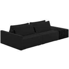Sofá Ilha Modular Para Sala 232cm com Puff Dublin K01 Veludo Preto TA7