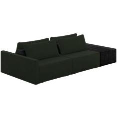 Sofá Ilha Modular Para Sala 252cm com Puff Dublin K01 Veludo Verde TA7