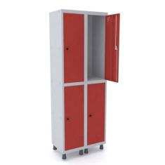 Armário Locker Guarda-Volume 4 Portas Aço Grp 502/4 Vermelho - Pandin 