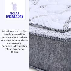 Colchão Solteirão Molas Ensacadas E Pillow Top De Espuma Viscoelástico 97x203x27cm - BF Colchões
