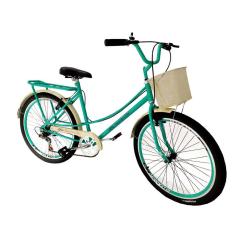 Bicicleta aro 26 vintage tipo ceci com cesta 6 marchas mary