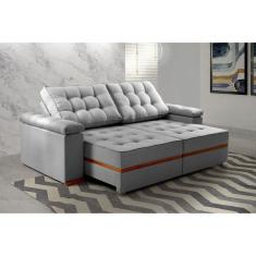 Sofá Retrátil e Reclinável 3 Lugares Prada Linho Cinza