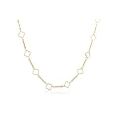 Colar Com Corrente Com Flor Vazada Folheado Em Ouro 18K