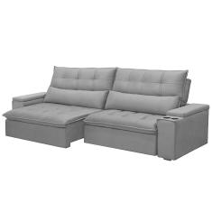 Sofá Retrátil Reclinável 3 Lugares 250cm Moritz F05 Veludo Grafite - Mpozenato