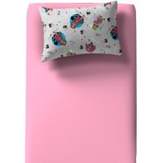 Jogo De Cama Solteiro Portallar Malha Misto 2pçs Omg Cinema Rosa