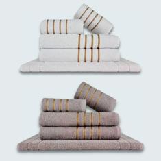 Jogo De Toalhas 10Pçs Coleção Dubai100%Algodão Branco+Cinza